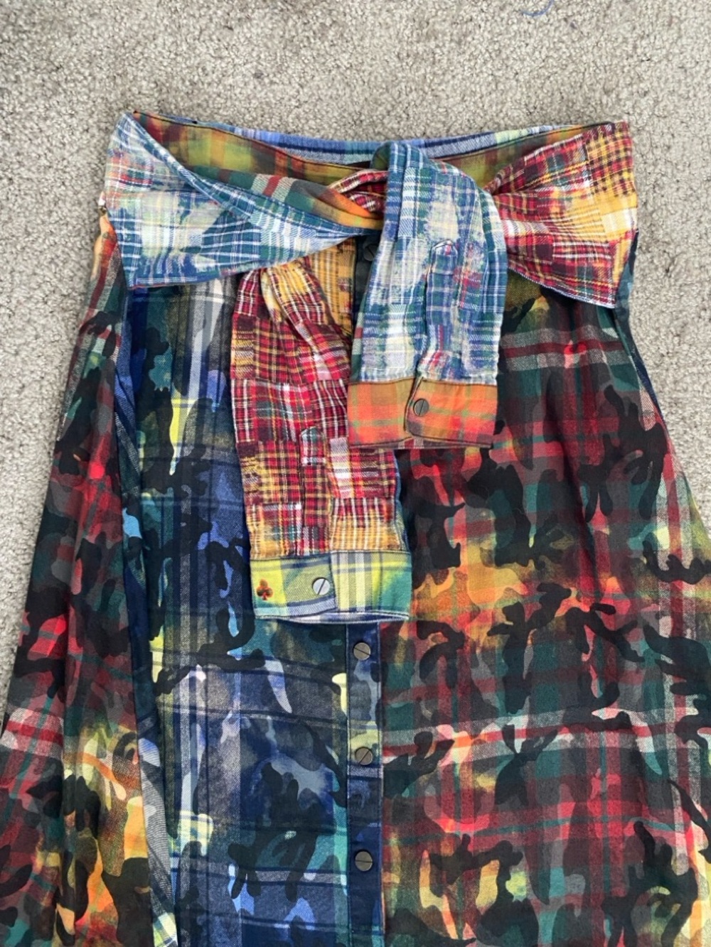 ALEXIS Multicolor Patchwork A-Line Skirt - Size S - Boho Chic Designer Style - Picture 4 of 16